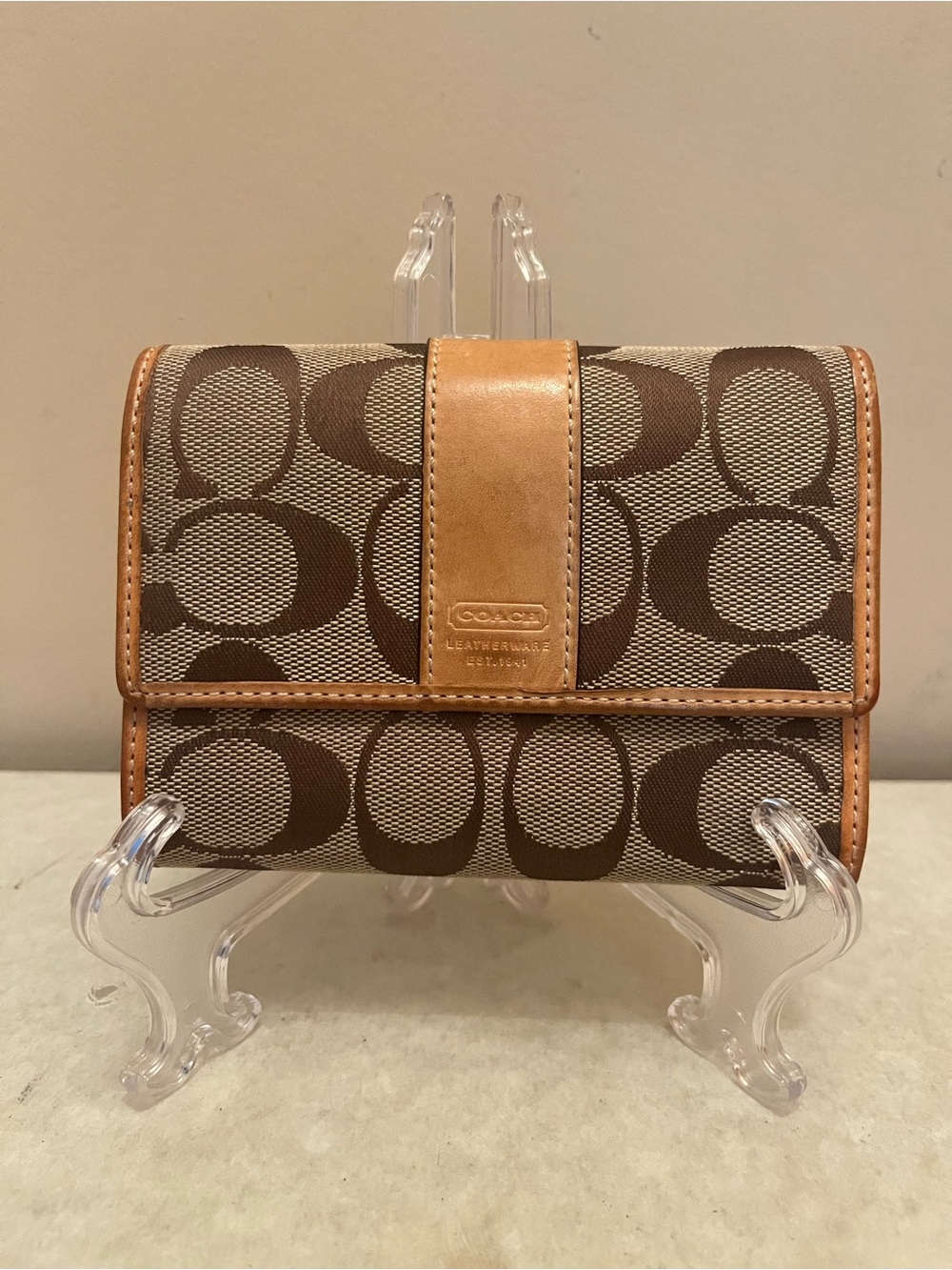Coach Signature C Monogram Trifold Wallet